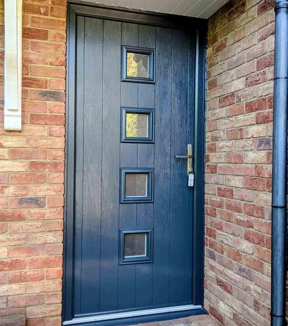 Navy blue composite front door with glazed panel Everglaze Window Solutions Portsmouth