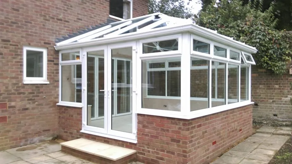 Dwarf wall conservatory with white uPVC frames Everglaze Window Solutions Portsmouth