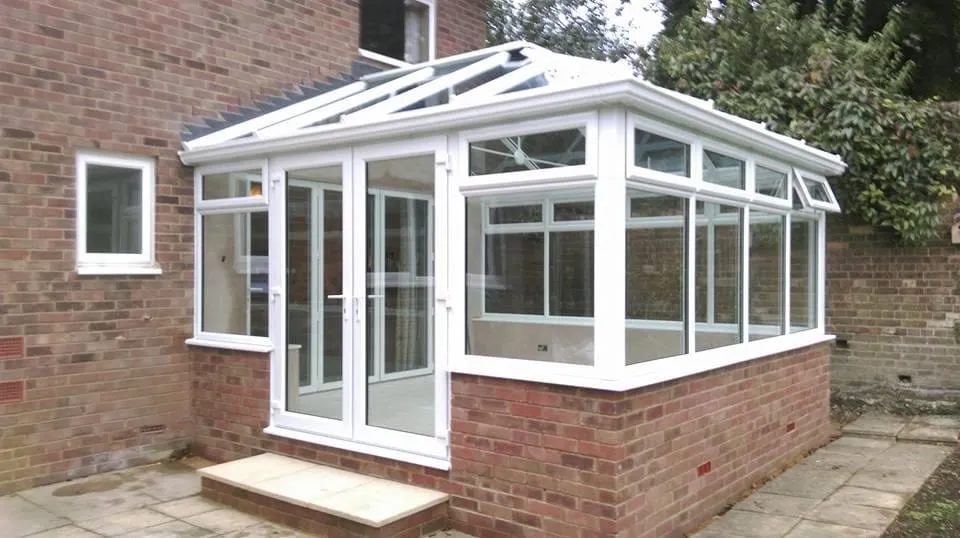 Edwardian conservatory on a brick base Everglaze Window Solutions Portsmouth
