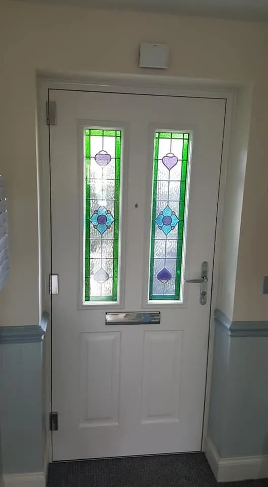 Stained glass panel fitted into a replacement door Everglaze Window Solutions Portsmouth